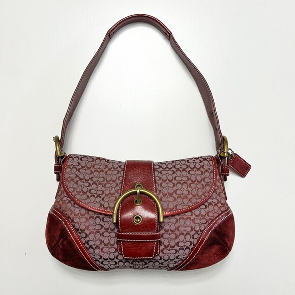 Coach Bags Vintage Y2k Coach Cherry Red 688 Signature Suede Small
